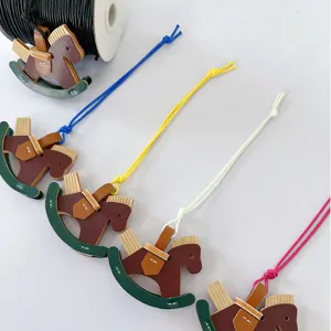 Handmade leather rocking horse bag charm cute animal keychain accessories set of five