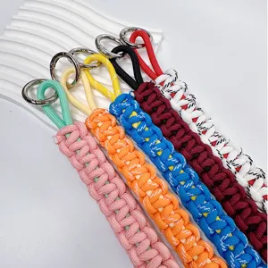 Handwoven colorful paracord wrist lanyards for phones and bags with metal rings