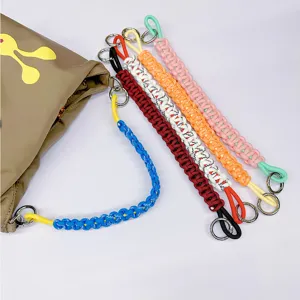 Handmade colorful braided wrist lanyard strap for bags, mobile phones and bottles