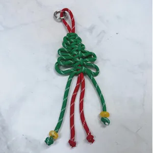 Portachiavi albero di Natale rosso e verde in paracord intrecciato a mano per borse e telefoni