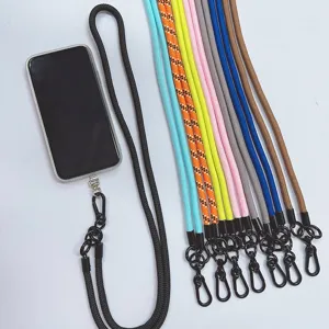 Universal crossbody phone lanyard with thick braided rope and multiple vibrant color options