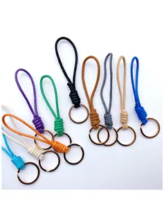 Handmade woven wax rope keychains in multiple vibrant colors with durable metal rings