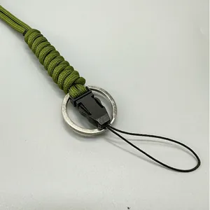 Adjustable paracord lanyard for phone, keys, and ID cards in olive green