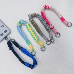 Handgewebtes Polyester Handy-Lanyard Handgelenkschlaufe Anti-Verlust Zinklegierung Metallring Schlüsselanhänger Für Taschenanhänger Outdoor-Zubehör