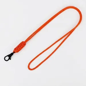 Orange braided paracord lanyard with durable black swivel snap hook for keys and IDs
