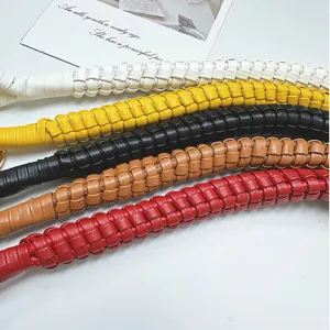 Premium hand-woven PU leather bag handles in multiple colors for DIY handbag repair