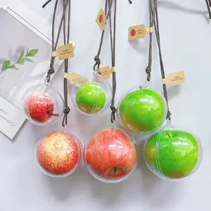 Realistic simulation apple Christmas ornament in clear ball for car and bag decor