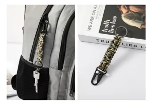 Hand-woven paracord keychain with heavy-duty metal eagle mouth clip for outdoor survival