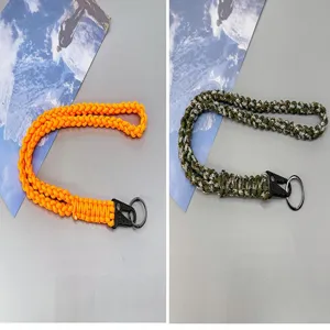 Durable braided parachute cord neck lanyards in orange and camo for camera or keys