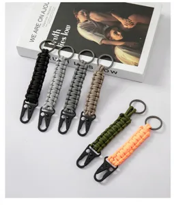 Durable handcrafted paracord braided keychains with carabiner clips in six vibrant colors