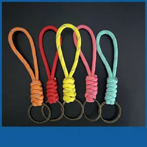 Handmade Braided Rope Keychain Zinc Alloy Metal Ring Car Key Cord Ornament Minimalist Keychain Pendant Small Gift For Men Women