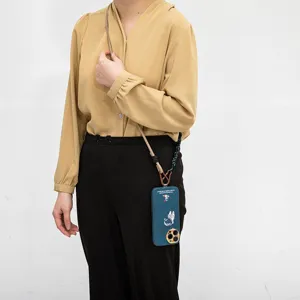 Adjustable crossbody phone lanyard with durable rope and metal hook for hands-free use