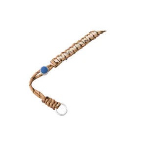 Durable adjustable beige woven paracord wrist lanyard strap for phone, camera and keys