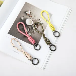 Hand-Woven Polyester Keychain Lanyard Anti-Lost Ring Buckle Spring Chain For Car Keys Women Men Creative Braided Accessory