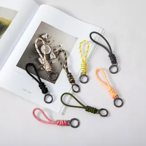 Handmade paracord woven keychain lanyards with spring O-rings in various colors