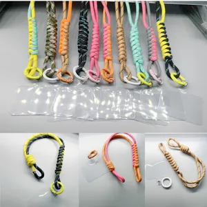 Braided phone wrist lanyard with transparent gasket and metal ring in multiple colors