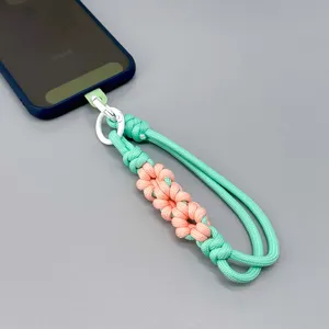 Handmade Woven Daisy Phone Wrist Strap Braided Lanyard Zinc Alloy Buckle For Keys Bags Women Fresh Style Hanging Cord