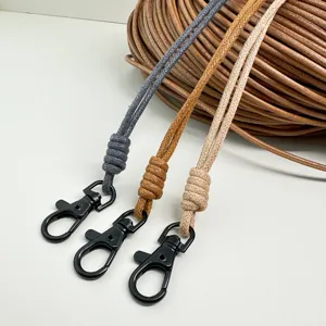 Minimalist Waxed Rope Lanyard With Zinc Alloy Lobster Clasp Neck Hanging Keychain Strap For ID Badges Access Cards School Work Name Tags