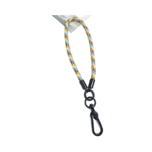 Colorful braided wrist lanyard with black metal lobster clasp for phone and keys