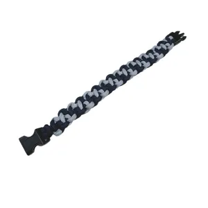 Dual-color braided paracord survival bracelet with durable black buckle for outdoors