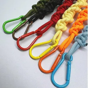 Handmade colorful paracord crossbody bag straps with matching metal carabiner clips