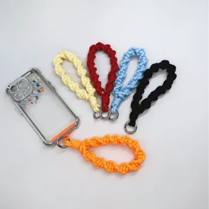 Cordón de Muñeca para Teléfono Trenzado a Mano Creativo Correa Anti-Pérdida Corta de Aleación de Zinc Llavero de Metal para Funda de Teléfono Llaves Cámara