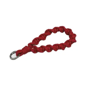 Correa de muñeca de paracord roja tejida a mano para móvil, cámara y llaveros antipérdida