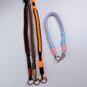Tracolle in paracord intrecciate a mano con anelli in metallo per modifiche fai-da-te