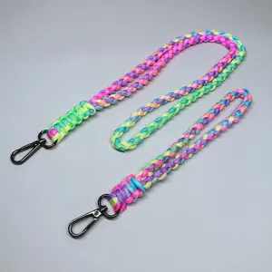 Heavy Duty Woven Colorful Paracord Keychain Outdoor Survival Lanyard For Keys Phone Climbing Lanyard Zinc Alloy Hook Multi-color Neck Strap