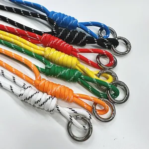 Vibrant hand-woven paracord bag charm and phone lanyard strap with polished metal ring