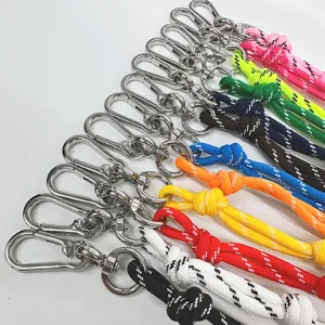 Multicolor woven rope lanyards with silver carabiner hooks for bag hanging accessory