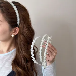 Franse Luxe Kunstparel Strass Haarband Elegant High Skull Top Haareis Voor Vrouwen Dagelijks Banket Haaraccessoires