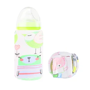Housse de chauffe-biberon USB avec motif de dessin animé d'oiseau et d'ours mignon