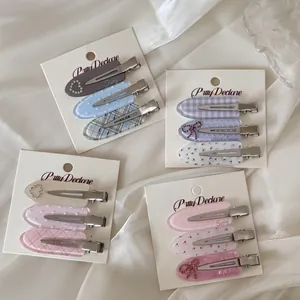 Korean Style Acrylic Bow Rhinestone Hair Clip Set 3-Piece Waterdrop Duckbill Clips For Women Side Fringe Hairpins Fashion Headwear