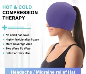 Cappuccio in gel viola per sollievo dall'emicrania con terapia a compressione a caldo