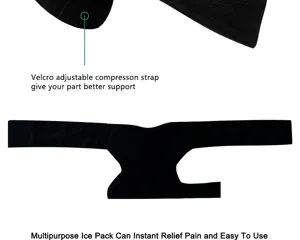 Dettaglio della fascia di compressione in velcro regolabile per borsa del ghiaccio in gel.