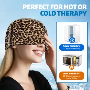 Luipaardprint gel hoofdband voor warme en koude therapie tegen migrainepijn en druk.