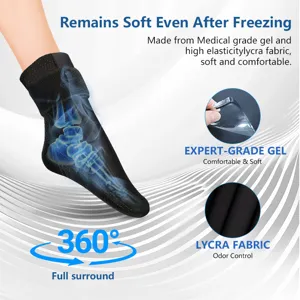 Reusable ankle gel ice pack sock for cold hot therapy and targeted swelling relief