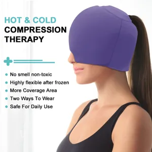 Cuffia per Sollievo dal Mal di Testa per Emicrania Impacco di Gel di Ghiaccio con Raffreddamento Fisico Terapia di Compressione a Caldo e Freddo Cappello Massaggio Testa