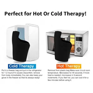 Gel ice foot sleeve for hot and cold therapy, instructions for fridge and microwave use