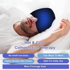 Cappuccio di ghiaccio in gel blu per terapia a compressione calda e fredda per l'emicrania