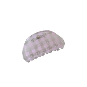 Pinza para el cabello coreana translúcida a cuadros rosas y blancos para peinar.