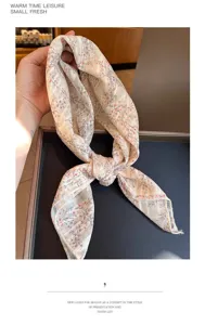 Detailed view of a soft cotton linen floral print square scarf used as an artistic hairband