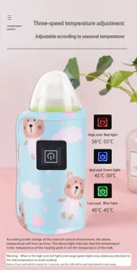 Detailansicht der USB Babyflaschenwärmer Hülle mit 3-stufiger Temperaturregelung Info.
