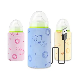 Portable USB baby bottle warmer cover made of soft diamond velvet fabric
