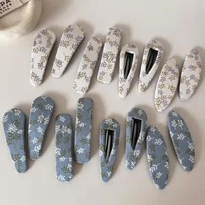 Barrettes à Cheveux Enveloppées de Tissu Floral Doux Polycoton BB Clips Pour Femmes Filles Clips de Frange Style Frais et Doux Accessoires de Cheveux