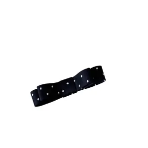 Elegant black and white polka dot bow hair clip for side fringe decoration or ponytail