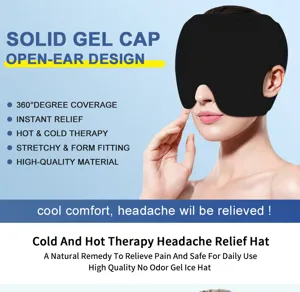 Schwarze Gel-Eishaube zur Kopfschmerzlinderung mit offenem Ohr-Design für Kältetherapie