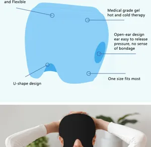Detailansicht der Gel-Kühlmaske mit medizinischem Gel und offenem Ohrdesign für Kälte-Therapie.