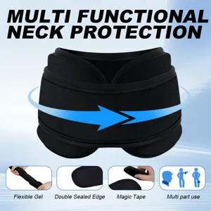 Adjustable multi-functional hot and cold gel neck ice pack wrap for pain relief and support